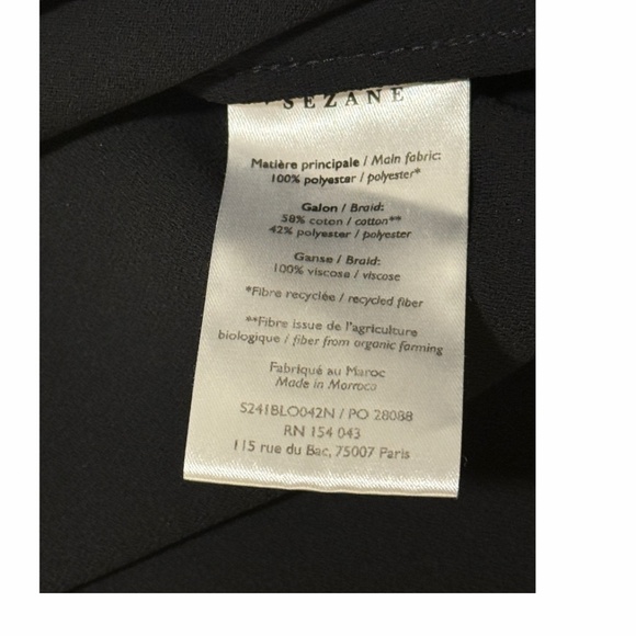 SEZANE - BLACK V-NECK BLOUSE WITH LACE SIZE US 2/FR 34 WORN ONCE - Picture 7 of 8